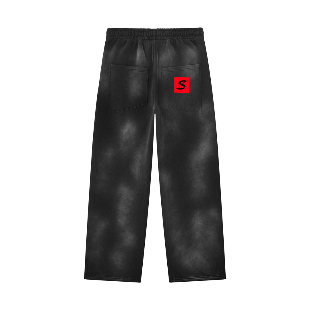 Unisex Sunfade Wide Leg Fleece Cloud Stacked Sweatpants