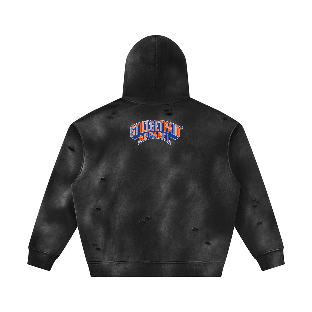 Unisex Sunfade Frayed Fleece Hoodie