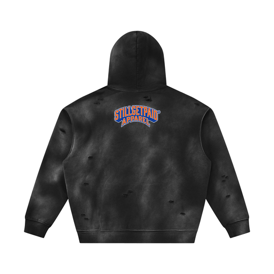 Unisex Sunfade Frayed Fleece Hoodie