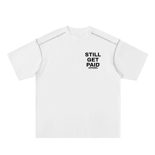Oversized Contrast-Stitched Stacked Cotton Tee