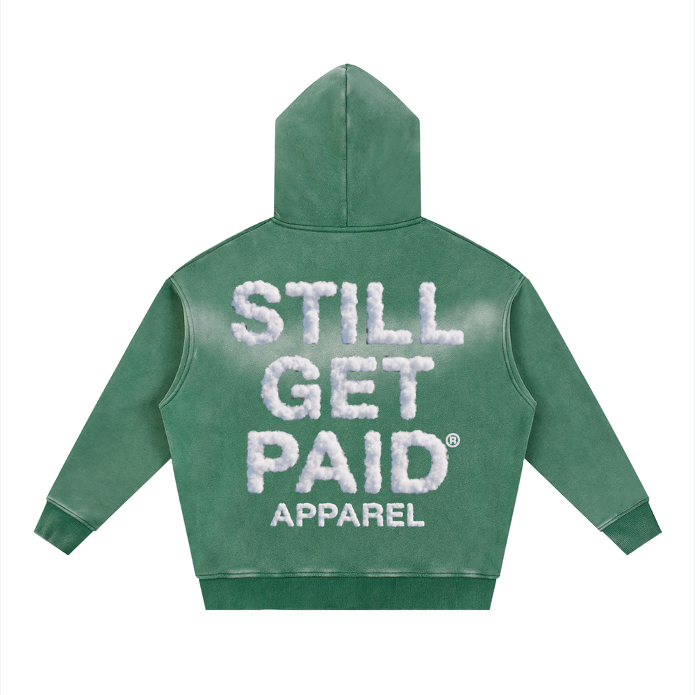 Sunfade Two-way Zipper Boxy Fleece Stacked Hoodie