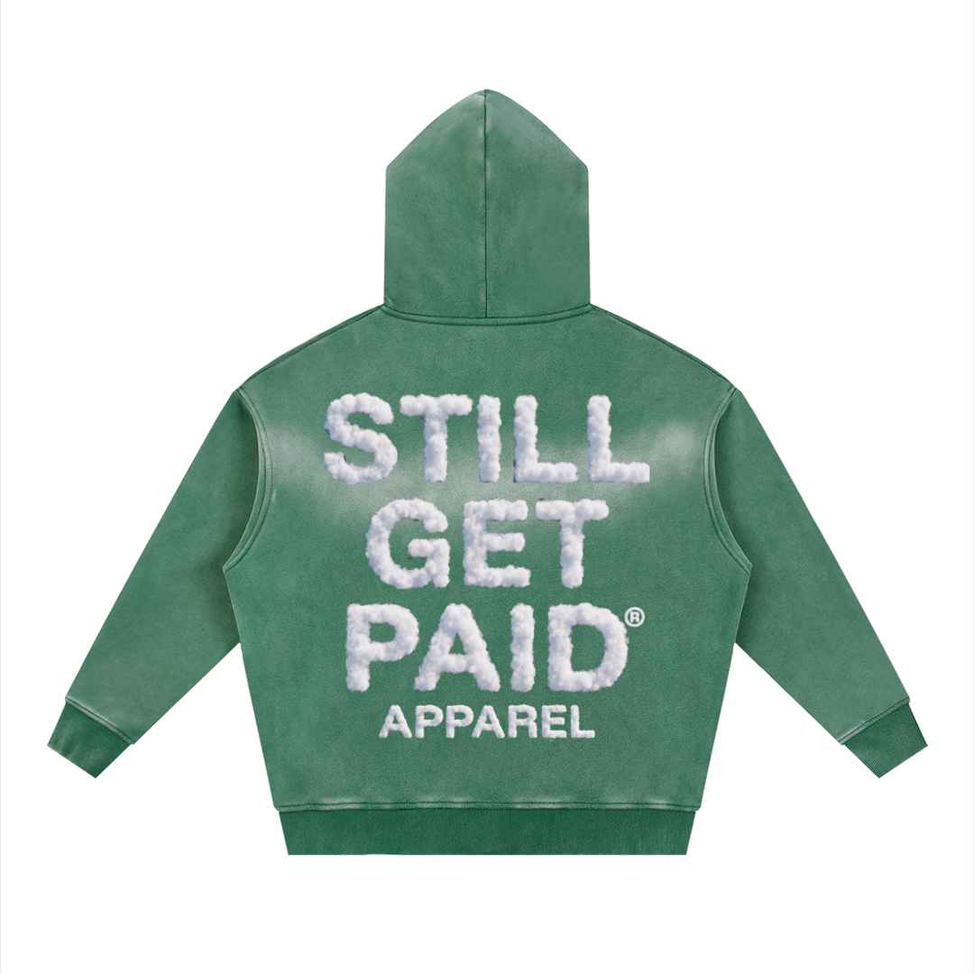 Sunfade Two-way Zipper Boxy Fleece Stacked Hoodie