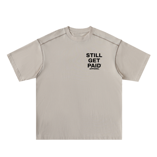 Oversized Contrast-Stitched Stacked Cotton Tee