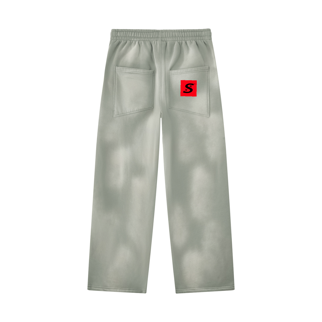Unisex Sunfade Wide Leg Fleece Cloud Stacked Sweatpants