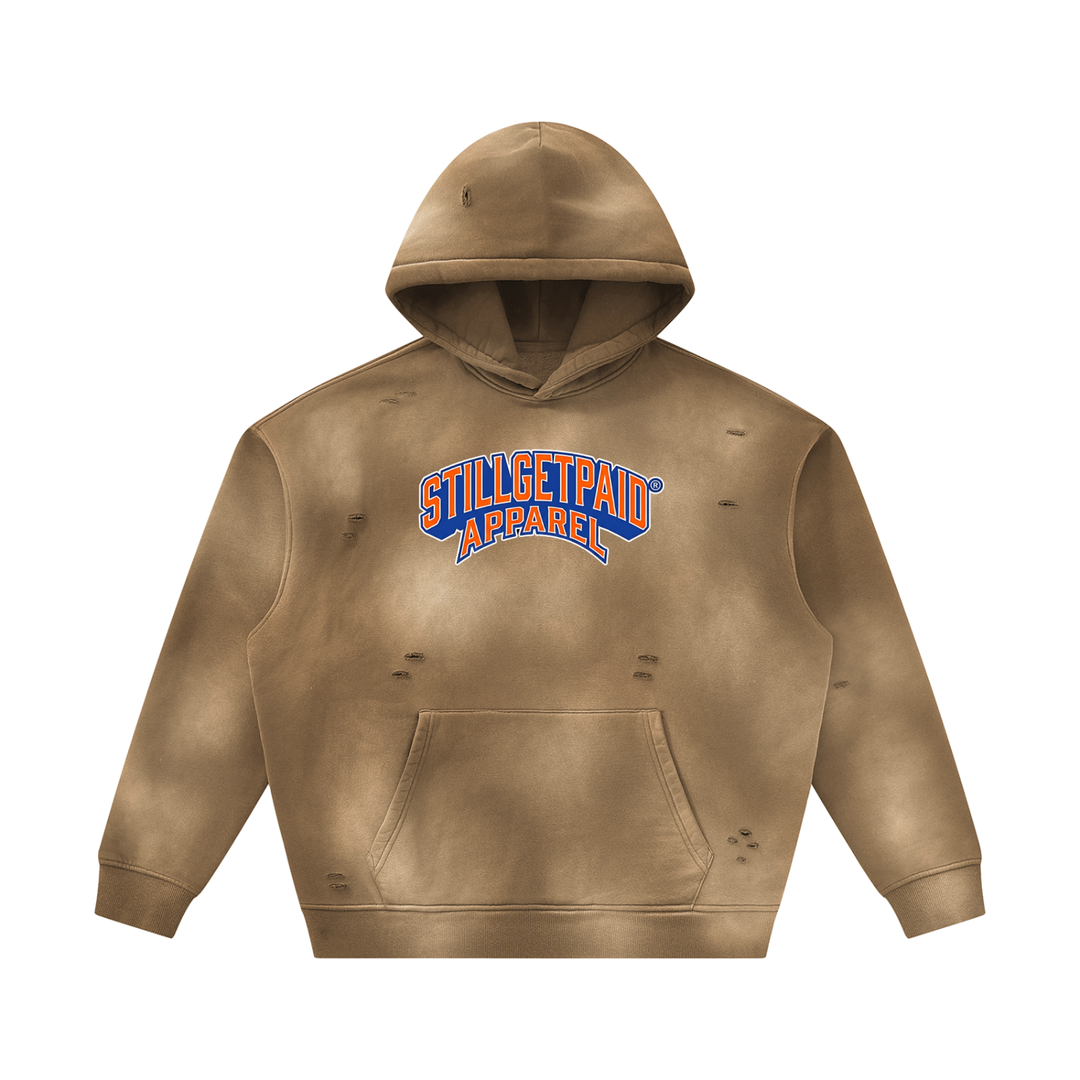 Unisex Sunfade Frayed Fleece Hoodie
