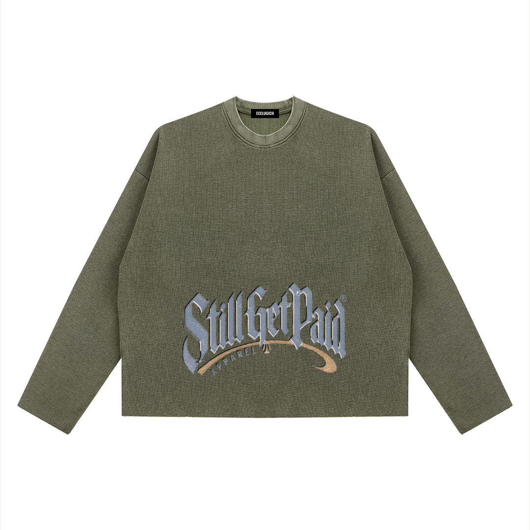 Unisex Vintage Wash Boxy  Waffle Raw Edge T-Shirt