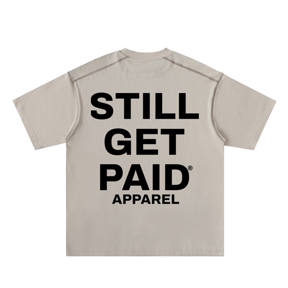 Oversized Contrast-Stitched Stacked Cotton Tee