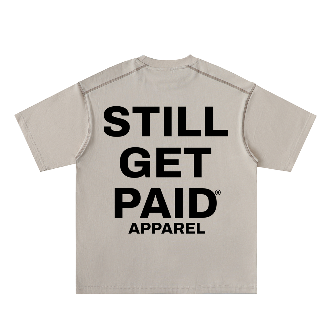 Oversized Contrast-Stitched Stacked Cotton Tee