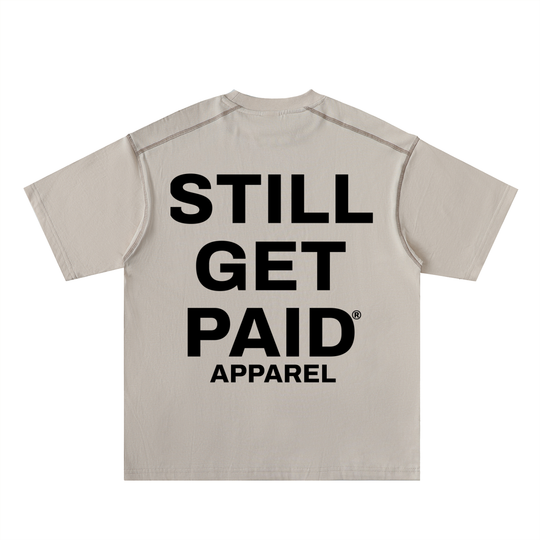 Oversized Contrast-Stitched Stacked Cotton Tee