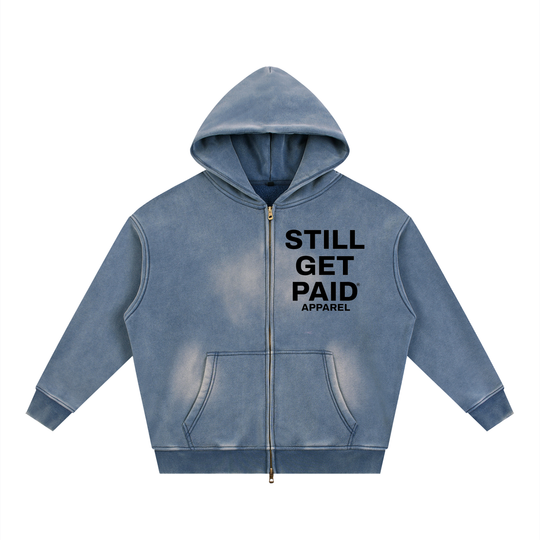Sunfade Two-way Zipper Boxy Stacked Fleece Hoodie