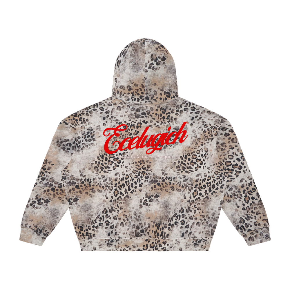 Unisex Vintage Wash Leopard Full Zip Palazzo Albricci Perebrini Hoodie