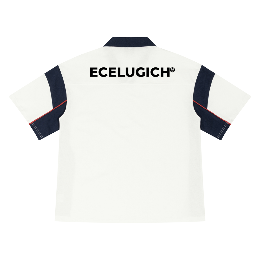 Unisex Boxy Color Block Polo Logo Shirt
