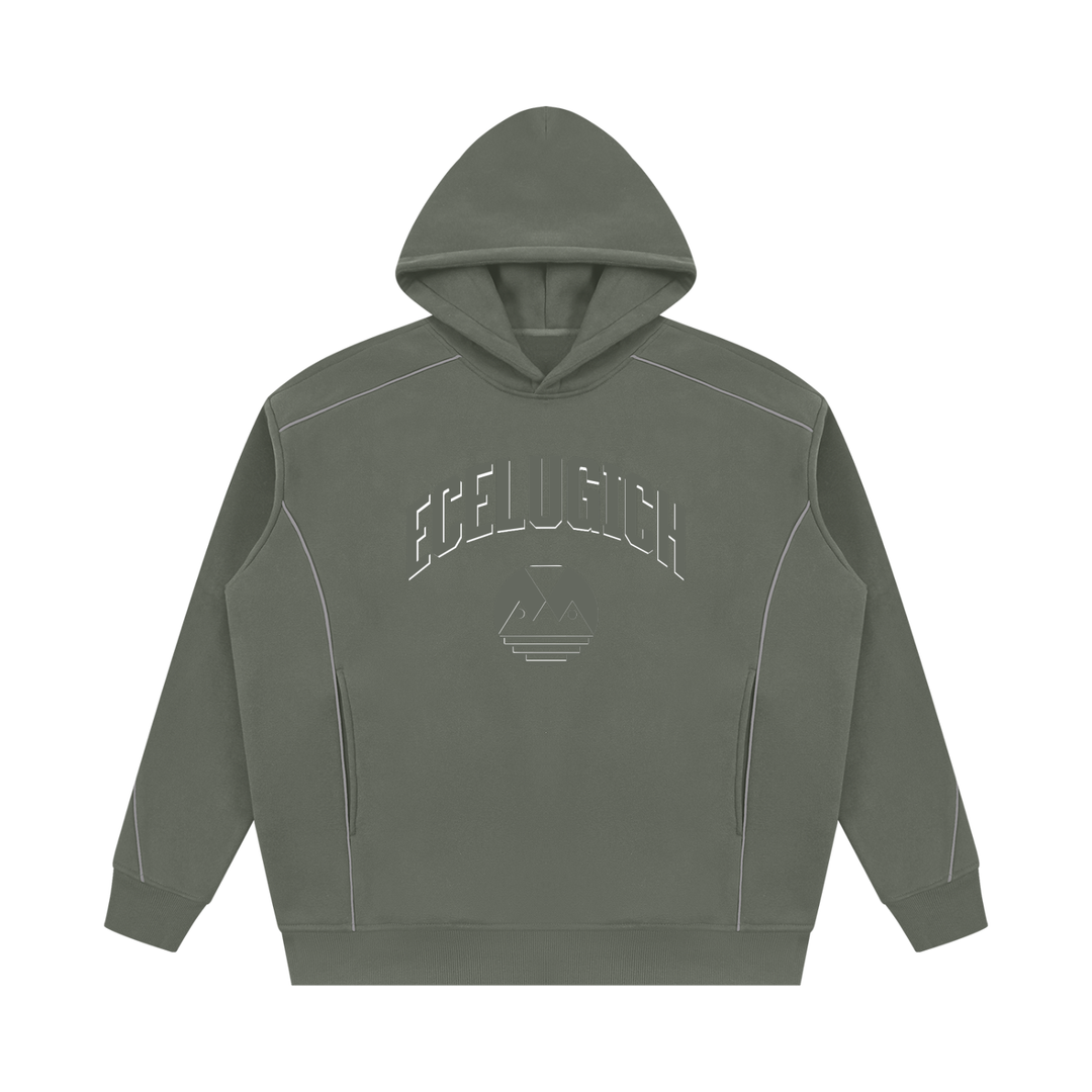 Unisex Oversized Piping Fleece Hoodie