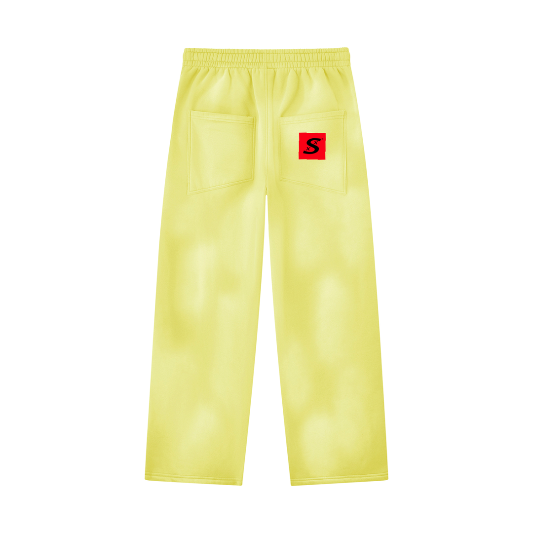Unisex Sunfade Wide Leg Fleece Cloud Stacked Sweatpants