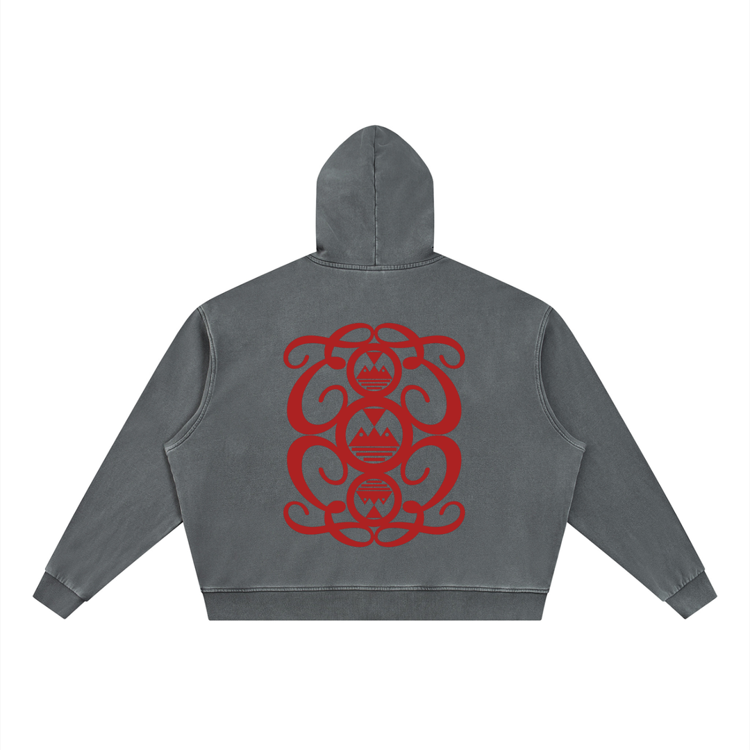 Palazzo Albricci Perebrini Unisex Vintage Wash Full Zip Boxy Hoodie