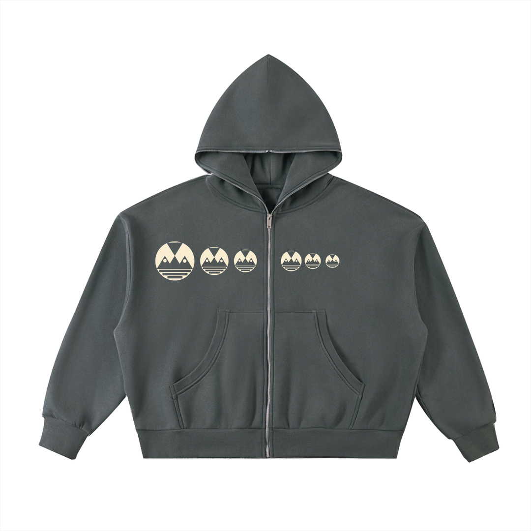 Fleeced Full-Zip Boxy Hoodie