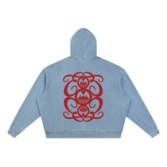 Palazzo Albricci Perebrini Unisex Vintage Wash Full Zip Boxy Hoodie