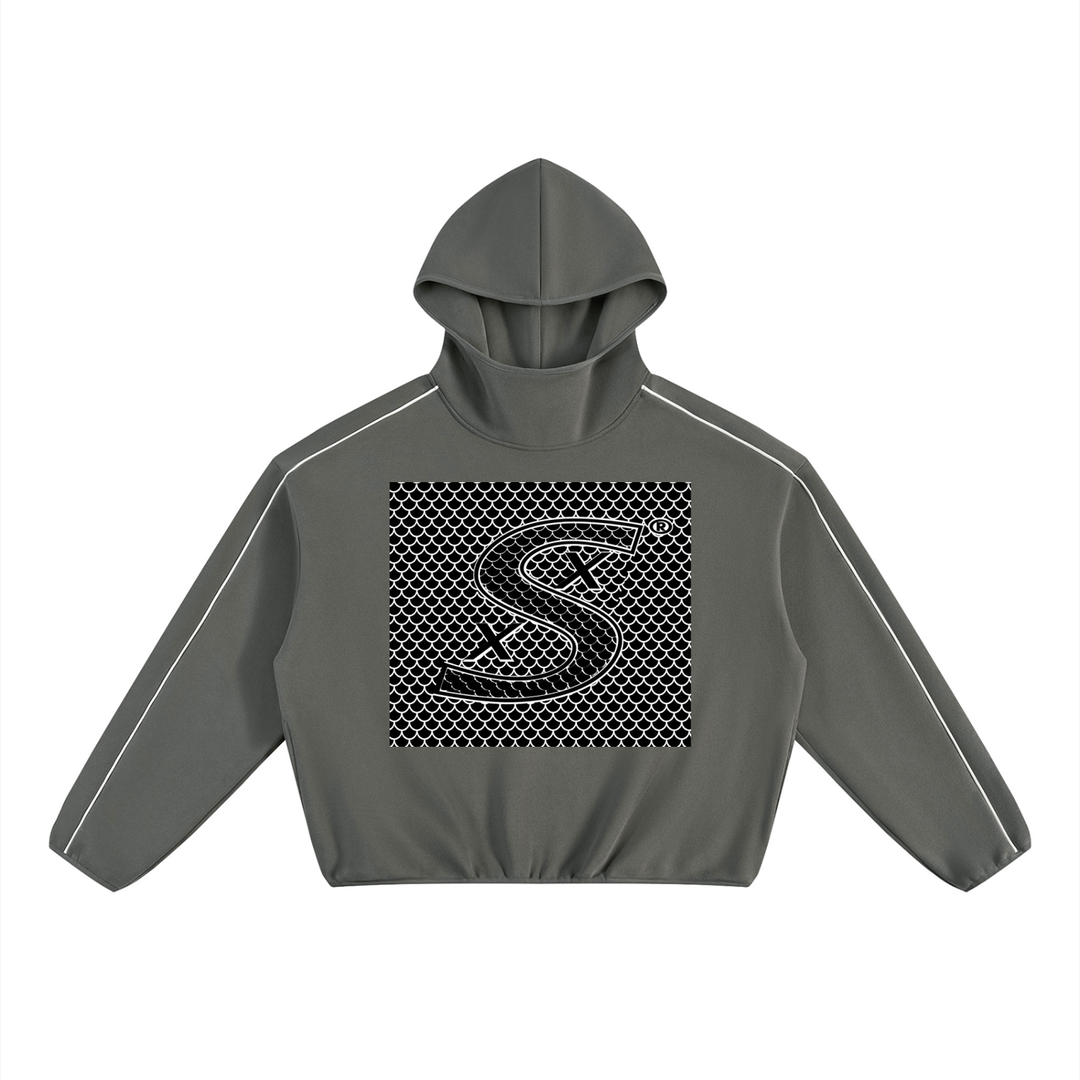 Unisex Boxy Piping Fleece Hoodie