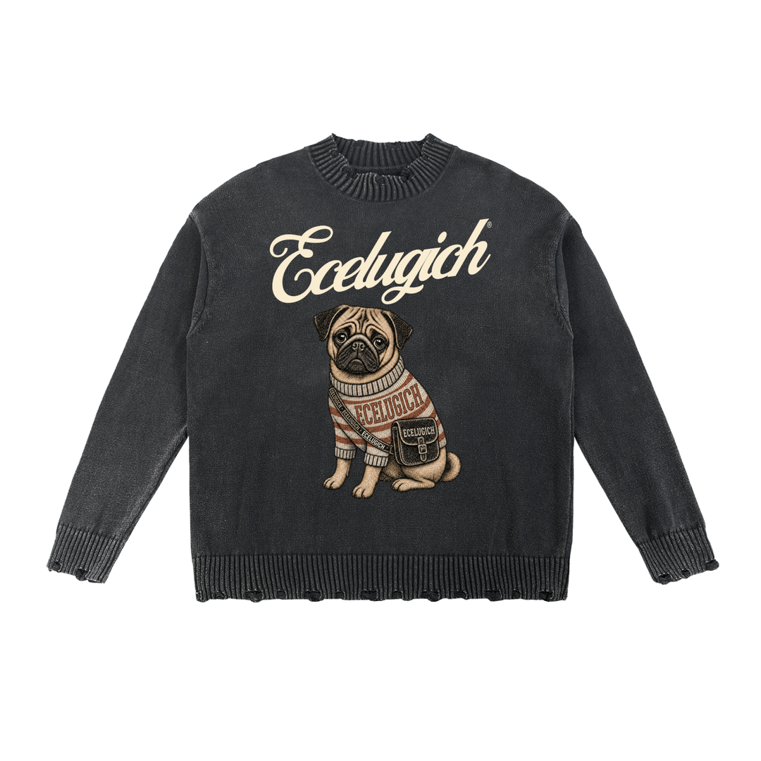 Vintage Washed Hand-Frayed Sweater