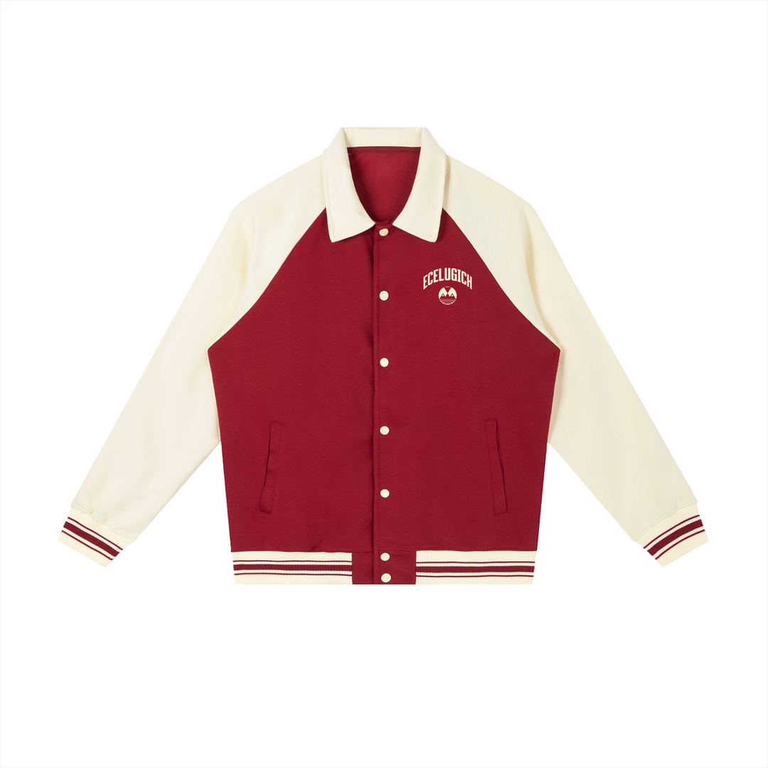 Contrast Raglan Sleeve Baseball Jacket