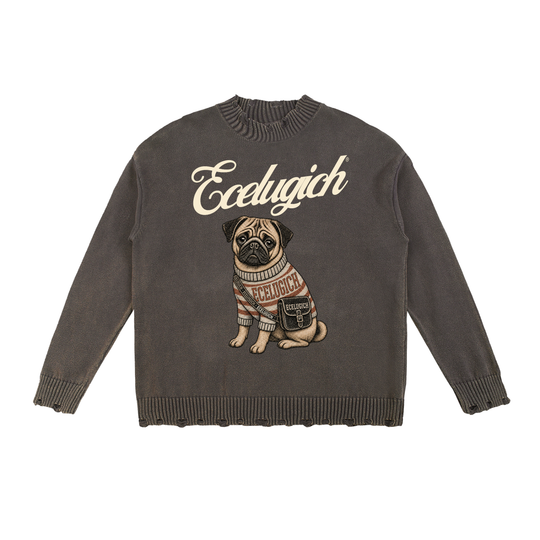 Vintage Washed Hand-Frayed Sweater