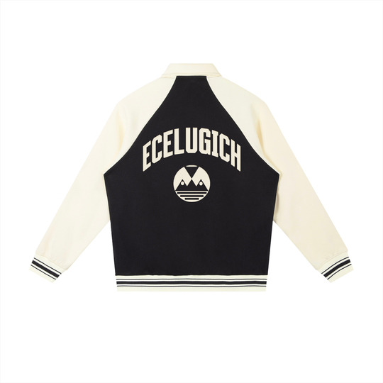 Contrast Raglan Sleeve Baseball Jacket