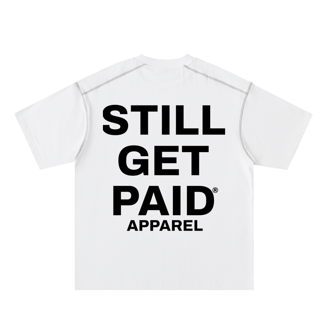 Oversized Contrast-Stitched Stacked Cotton Tee