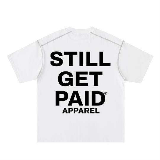 Oversized Contrast-Stitched Stacked Cotton Tee