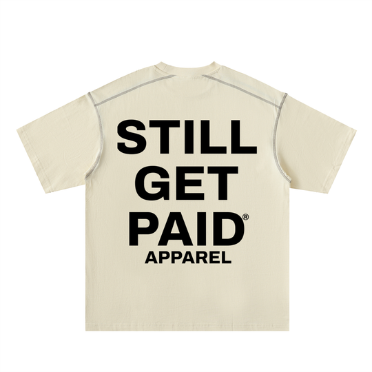 Oversized Contrast-Stitched Stacked Cotton Tee