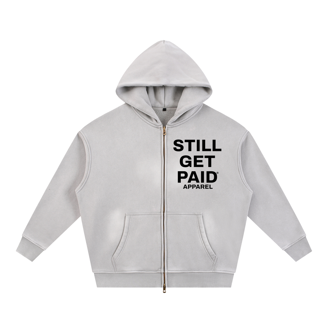 Sunfade Two-way Zipper Boxy Stacked Fleece Hoodie