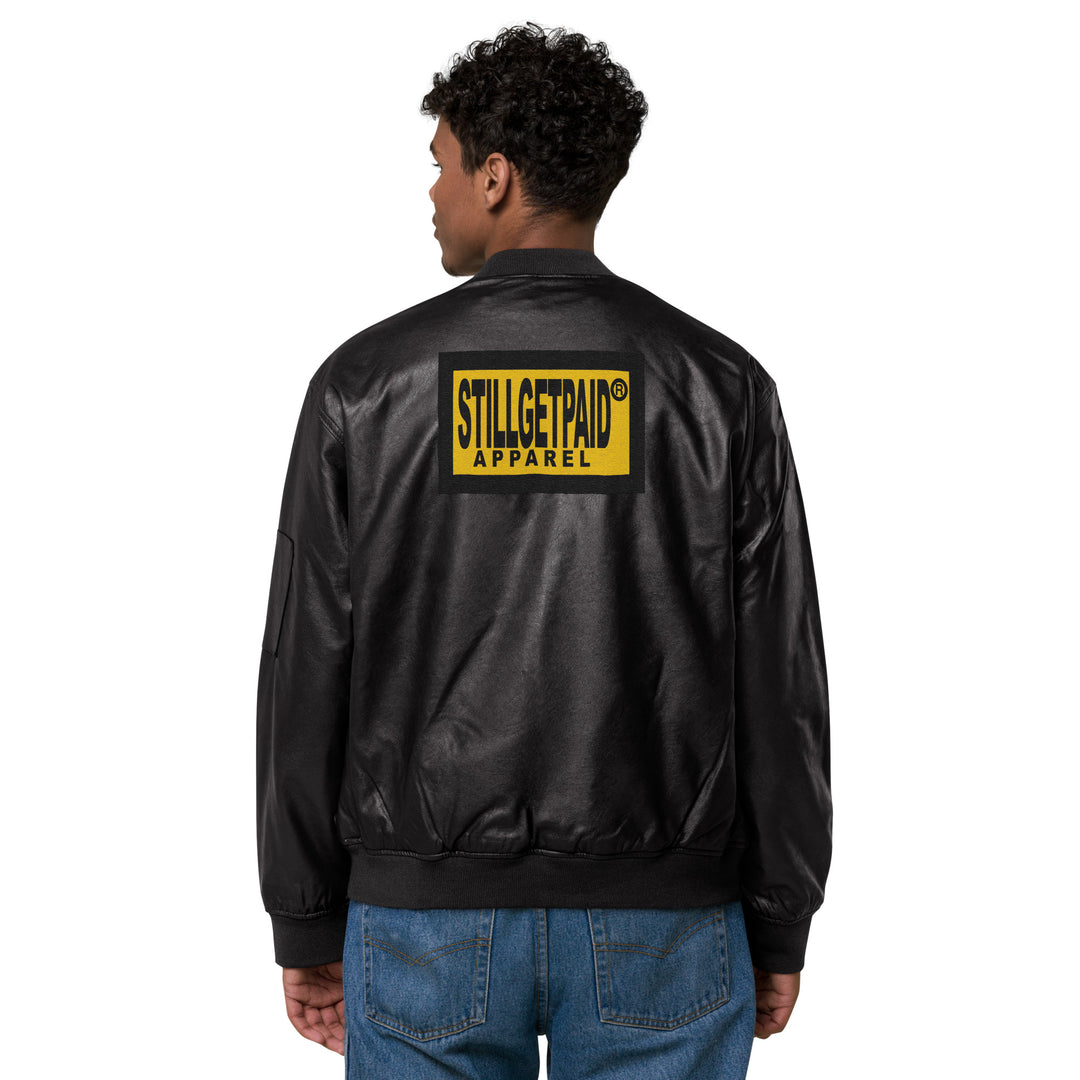 STILLGETPAID® APPAREL Leather Bomber Jacket