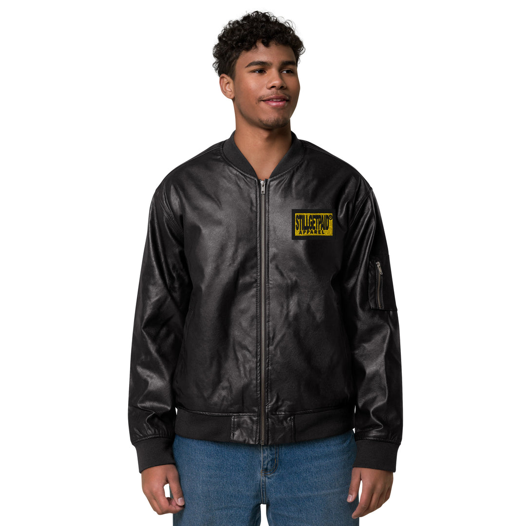 STILLGETPAID® APPAREL Leather Bomber Jacket