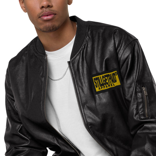 STILLGETPAID® APPAREL Leather Bomber Jacket