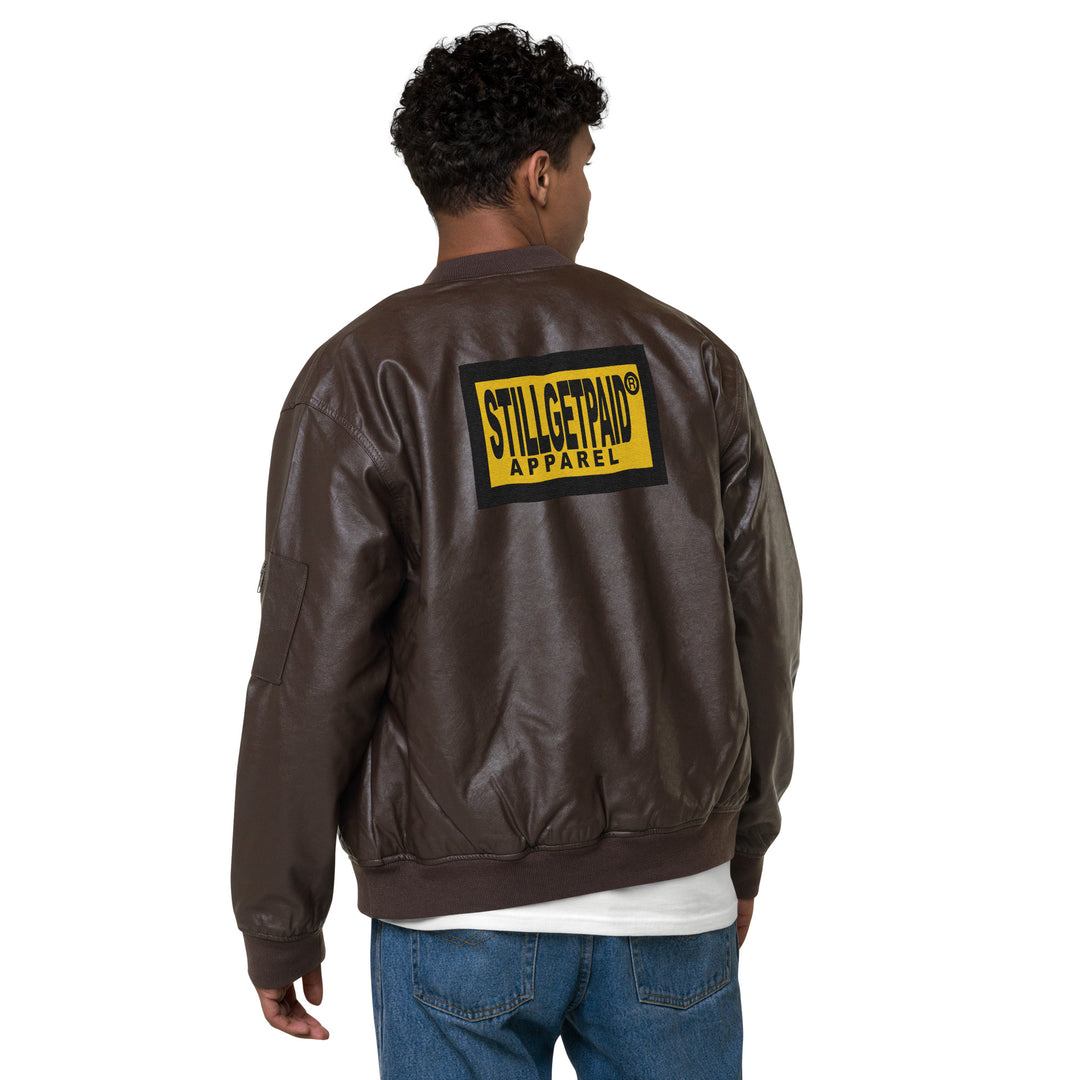 STILLGETPAID® APPAREL Leather Bomber Jacket