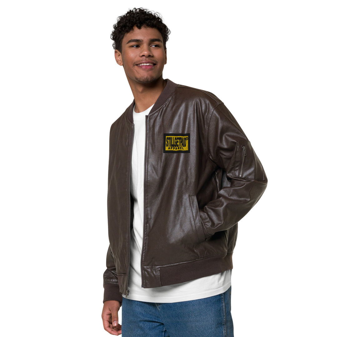 STILLGETPAID® APPAREL Leather Bomber Jacket