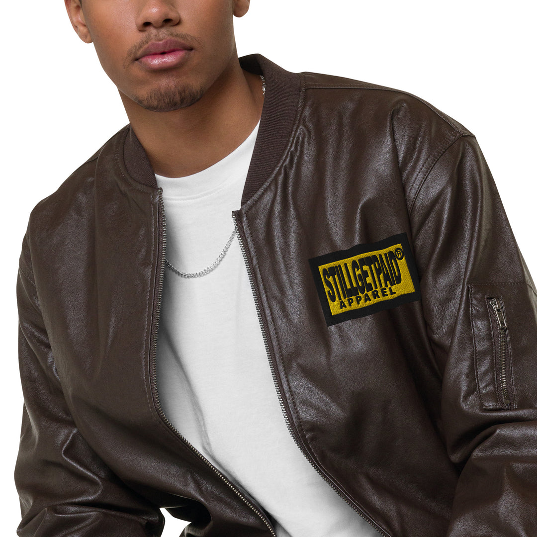 STILLGETPAID® APPAREL Leather Bomber Jacket