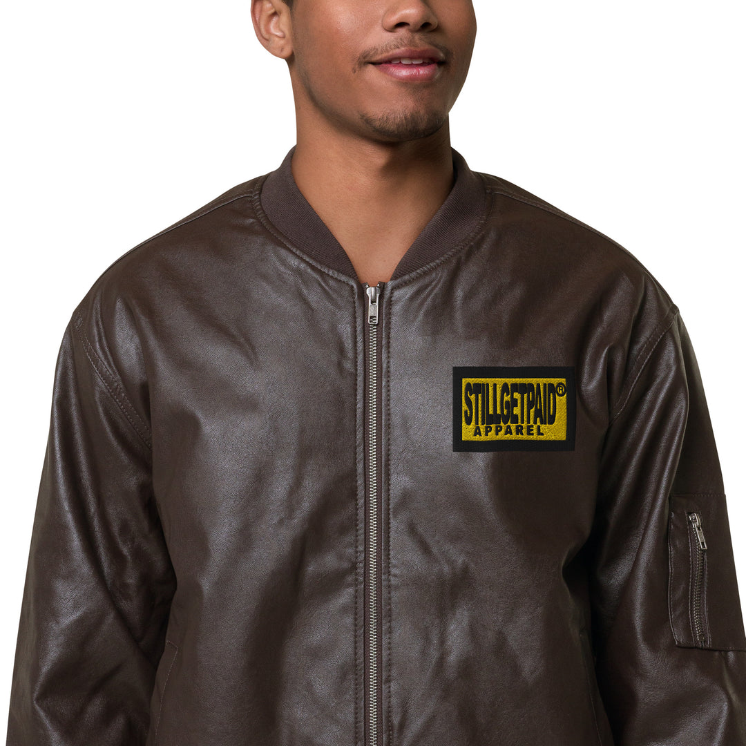 STILLGETPAID® APPAREL Leather Bomber Jacket